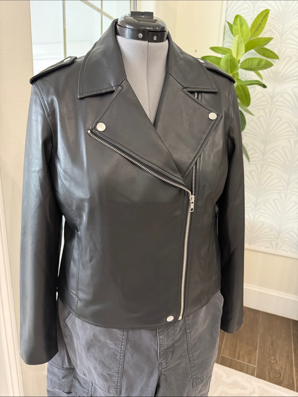 INC International Concepts Faux Leather Moto Jacket - size L